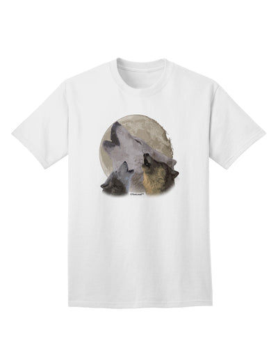 TooLoud's Adult T-Shirt: Captivating Three Wolves Howling at the Moon-Mens T-shirts-TooLoud-White-Small-Davson Sales