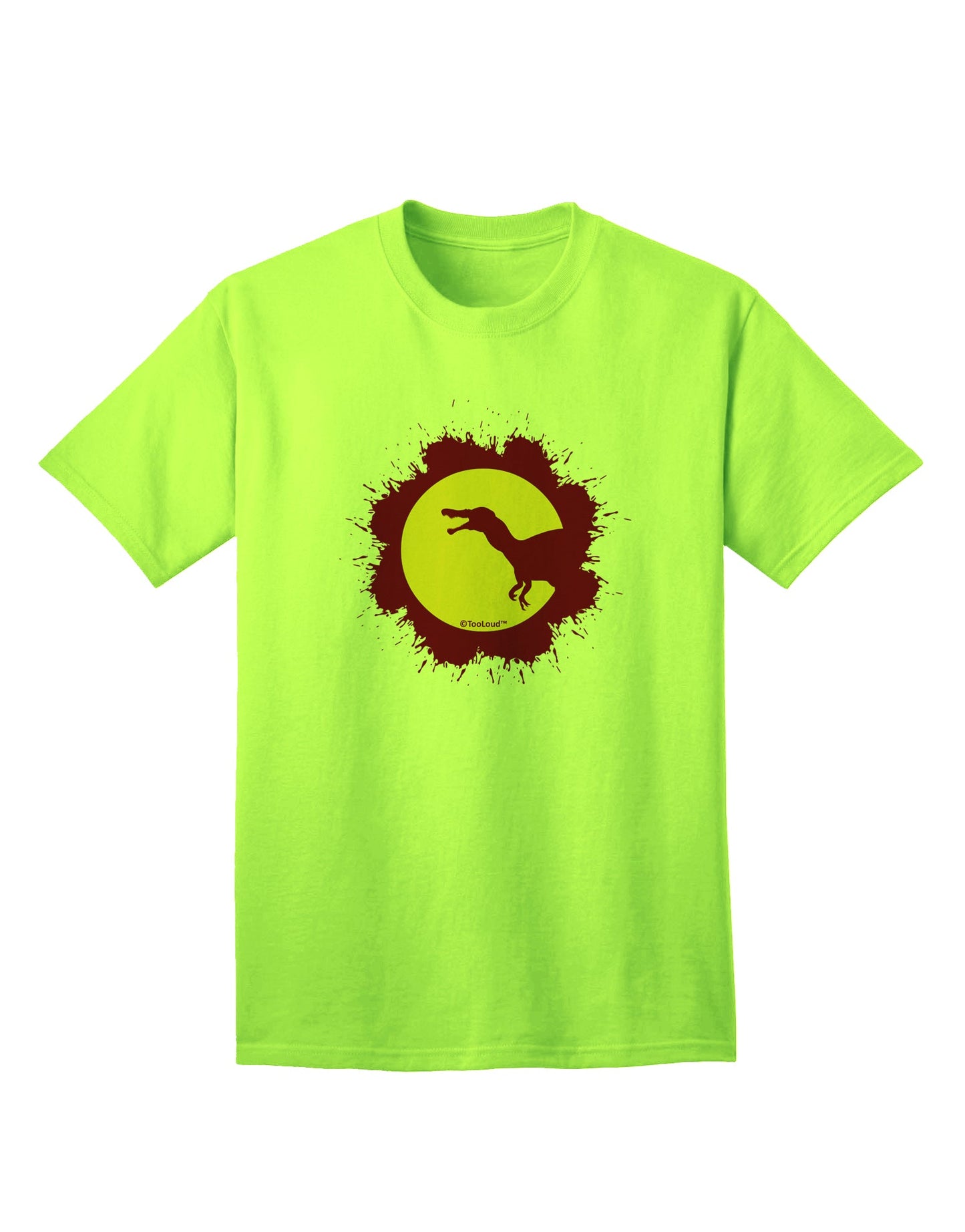 TooLoud's Dinosaur Silhouette Splatter Design Adult T-Shirt: A Perfect Blend of Style and Creativity for Fashion Enthusiasts-Mens T-shirts-TooLoud-Neon-Green-Small-Davson Sales