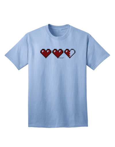 TooLoud's Exquisite Collection: Couples Pixel Heart Life Bar - Left Adult T-Shirt-Mens T-shirts-TooLoud-Light-Blue-Small-Davson Sales