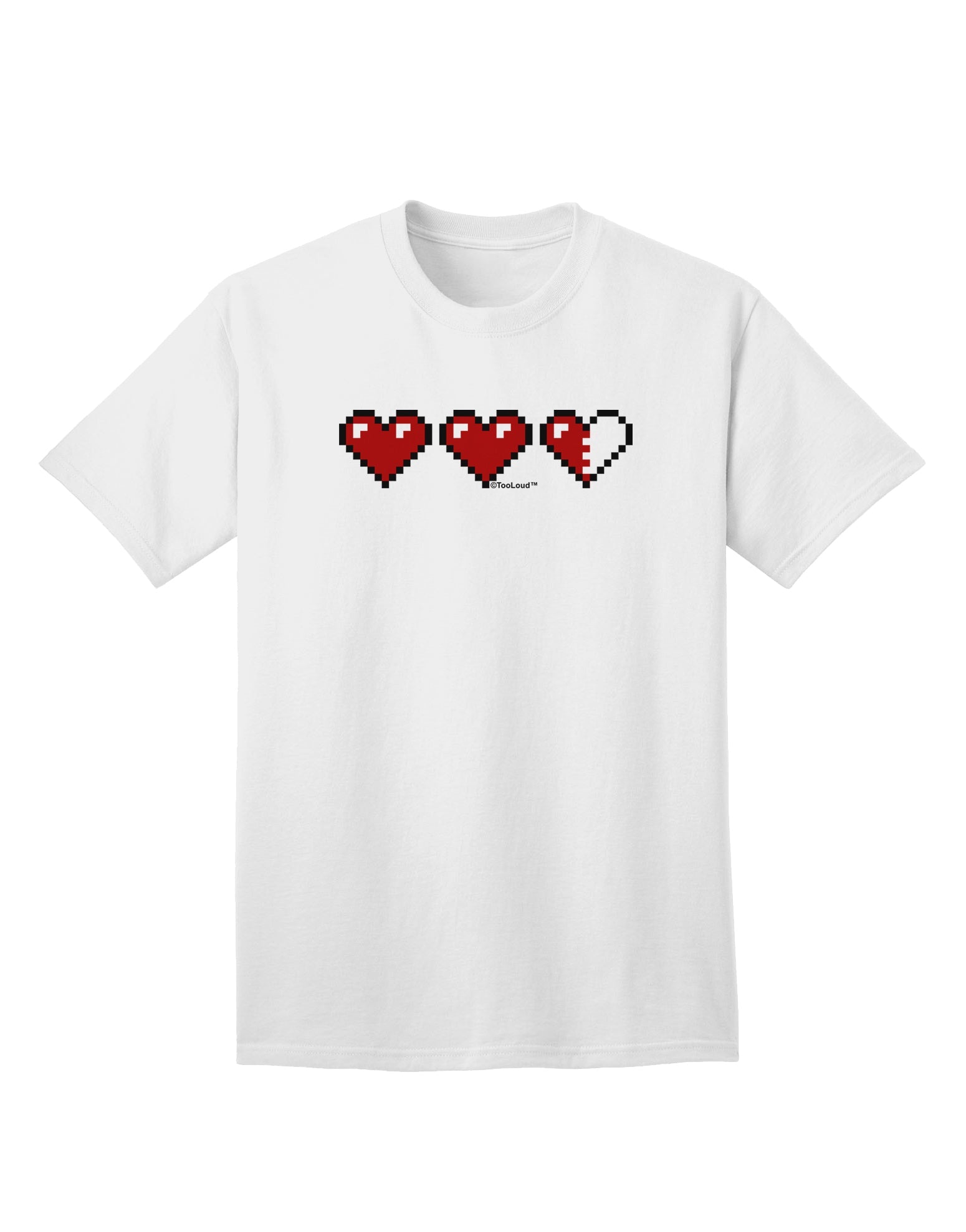 TooLoud's Exquisite Collection: Couples Pixel Heart Life Bar - Left Adult T-Shirt-Mens T-shirts-TooLoud-White-Small-Davson Sales