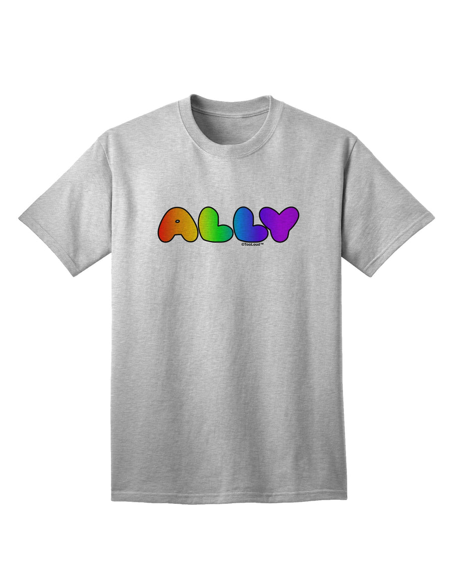 TooLoud's LGBT Ally Rainbow Text Adult T-Shirt: A Vibrant Expression of Support for the LGBTQ+ Community-Mens T-shirts-TooLoud-White-Small-Davson Sales