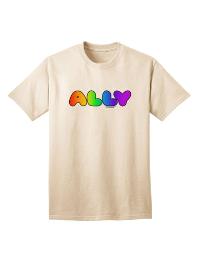 TooLoud's LGBT Ally Rainbow Text Adult T-Shirt: A Vibrant Expression of Support for the LGBTQ+ Community-Mens T-shirts-TooLoud-Natural-Small-Davson Sales