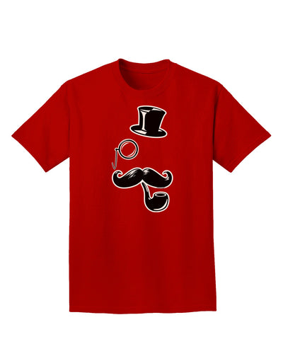 Tophat Mustache Pipe and Monocle Adult Dark T-Shirt-Mens T-Shirt-TooLoud-Red-Small-Davson Sales