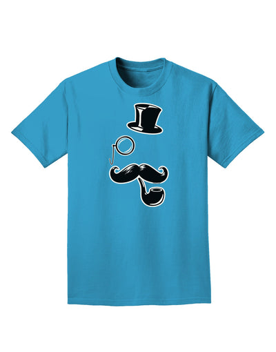 Tophat Mustache Pipe and Monocle Adult Dark T-Shirt-Mens T-Shirt-TooLoud-Turquoise-Small-Davson Sales