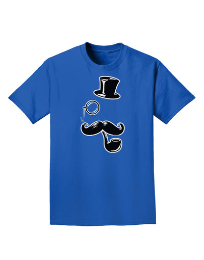 Tophat Mustache Pipe and Monocle Adult Dark T-Shirt-Mens T-Shirt-TooLoud-Royal-Blue-Small-Davson Sales