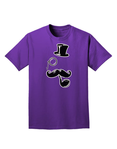 Tophat Mustache Pipe and Monocle Adult Dark T-Shirt-Mens T-Shirt-TooLoud-Purple-Small-Davson Sales