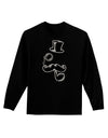 Tophat Mustache Pipe and Monocle Adult Long Sleeve Dark T-Shirt-TooLoud-Black-Small-Davson Sales