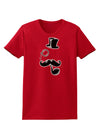 Tophat Mustache Pipe and Monocle Womens Dark T-Shirt-TooLoud-Red-X-Small-Davson Sales