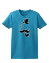 Tophat Mustache Pipe and Monocle Womens Dark T-Shirt-TooLoud-Turquoise-X-Small-Davson Sales