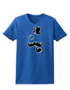 Tophat Mustache Pipe and Monocle Womens Dark T-Shirt-TooLoud-Royal-Blue-X-Small-Davson Sales