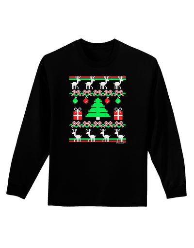 Tree with Gifts Ugly Christmas Sweater Adult Long Sleeve Dark T-Shirt-TooLoud-Black-Small-Davson Sales