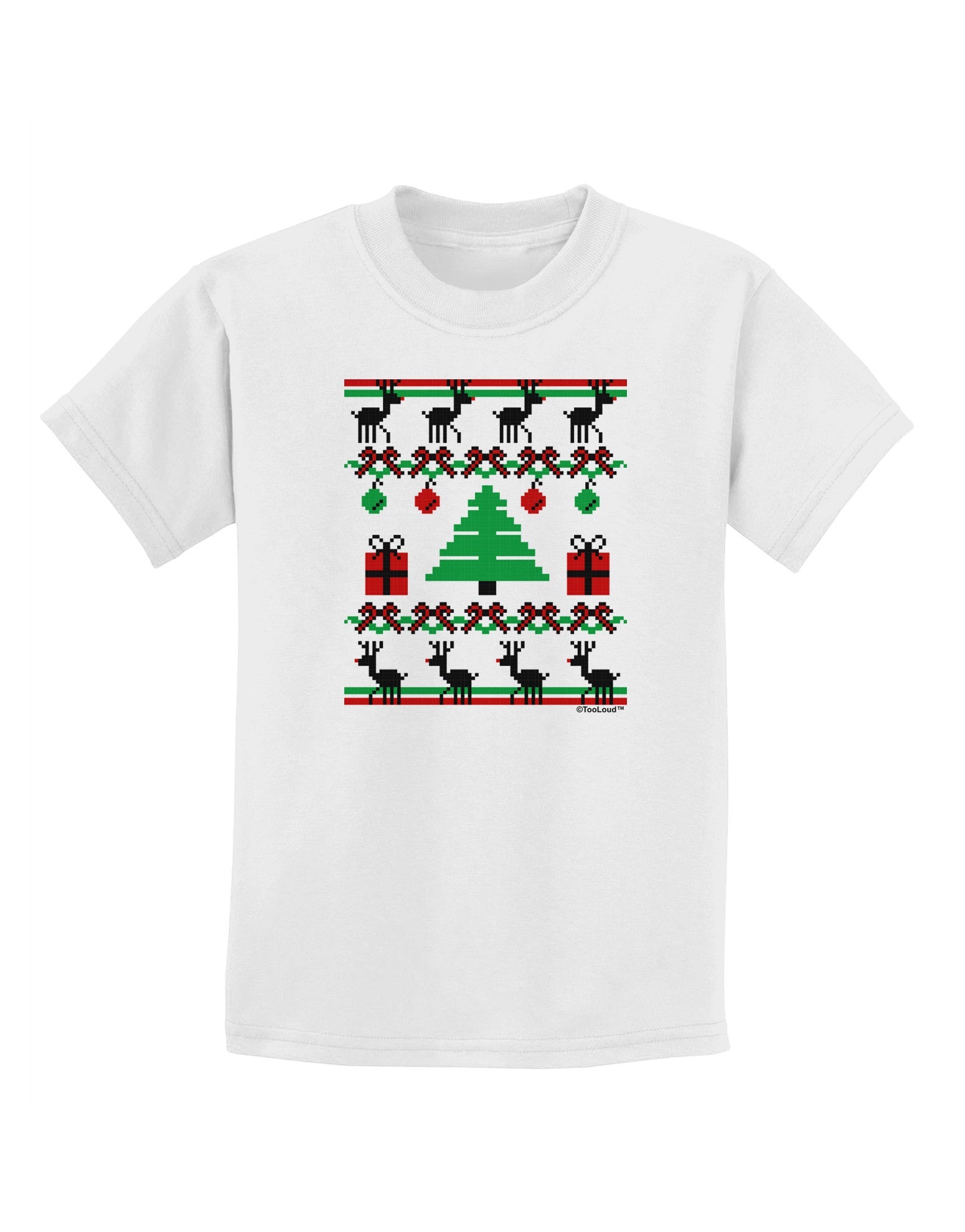 Tree with Gifts Ugly Christmas Sweater Childrens T-Shirt-Childrens T-Shirt-TooLoud-White-X-Small-Davson Sales