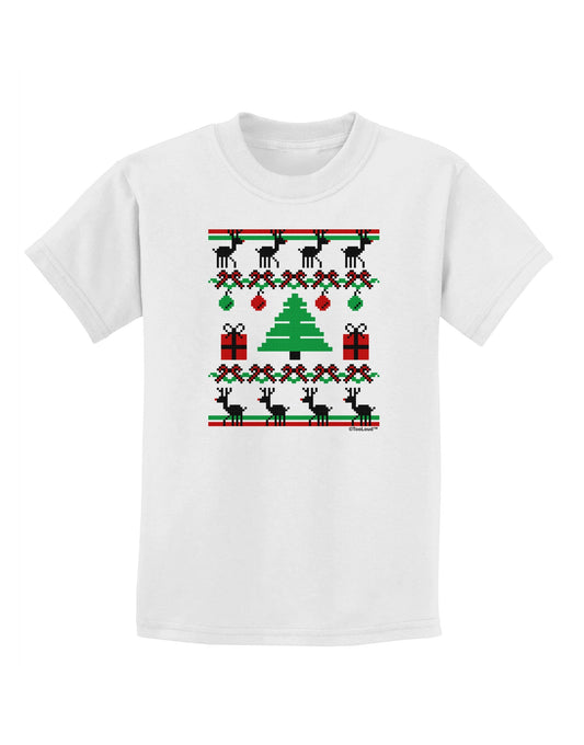 Tree with Gifts Ugly Christmas Sweater Childrens T-Shirt-Childrens T-Shirt-TooLoud-White-X-Small-Davson Sales