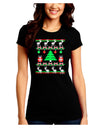 Tree with Gifts Ugly Christmas Sweater Juniors Crew Dark T-Shirt-T-Shirts Juniors Tops-TooLoud-Black-Juniors Fitted Small-Davson Sales