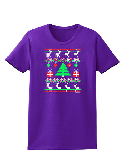 Tree with Gifts Ugly Christmas Sweater Womens Dark T-Shirt-TooLoud-Purple-X-Small-Davson Sales