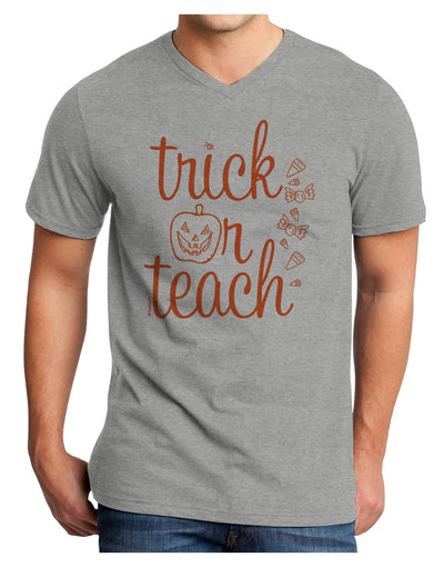 Trick or Teach Adult V-Neck T-shirt-Mens T-Shirt-TooLoud-HeatherGray-Small-Davson Sales