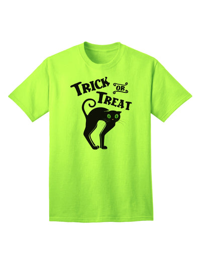 Trick or Treat - Adorable Black Cat Halloween Adult T-Shirt for Festive Fun-Mens T-shirts-TooLoud-Neon-Green-Small-Davson Sales