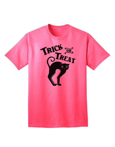 Trick or Treat - Adorable Black Cat Halloween Adult T-Shirt for Festive Fun-Mens T-shirts-TooLoud-Neon-Pink-Small-Davson Sales