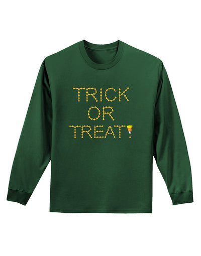 Trick or Treat Candy Corn Halloween Adult Long Sleeve Dark T-Shirt-TooLoud-Dark-Green-Small-Davson Sales