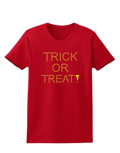 Trick or Treat Candy Corn Halloween Womens Dark T-Shirt-TooLoud-Red-X-Small-Davson Sales