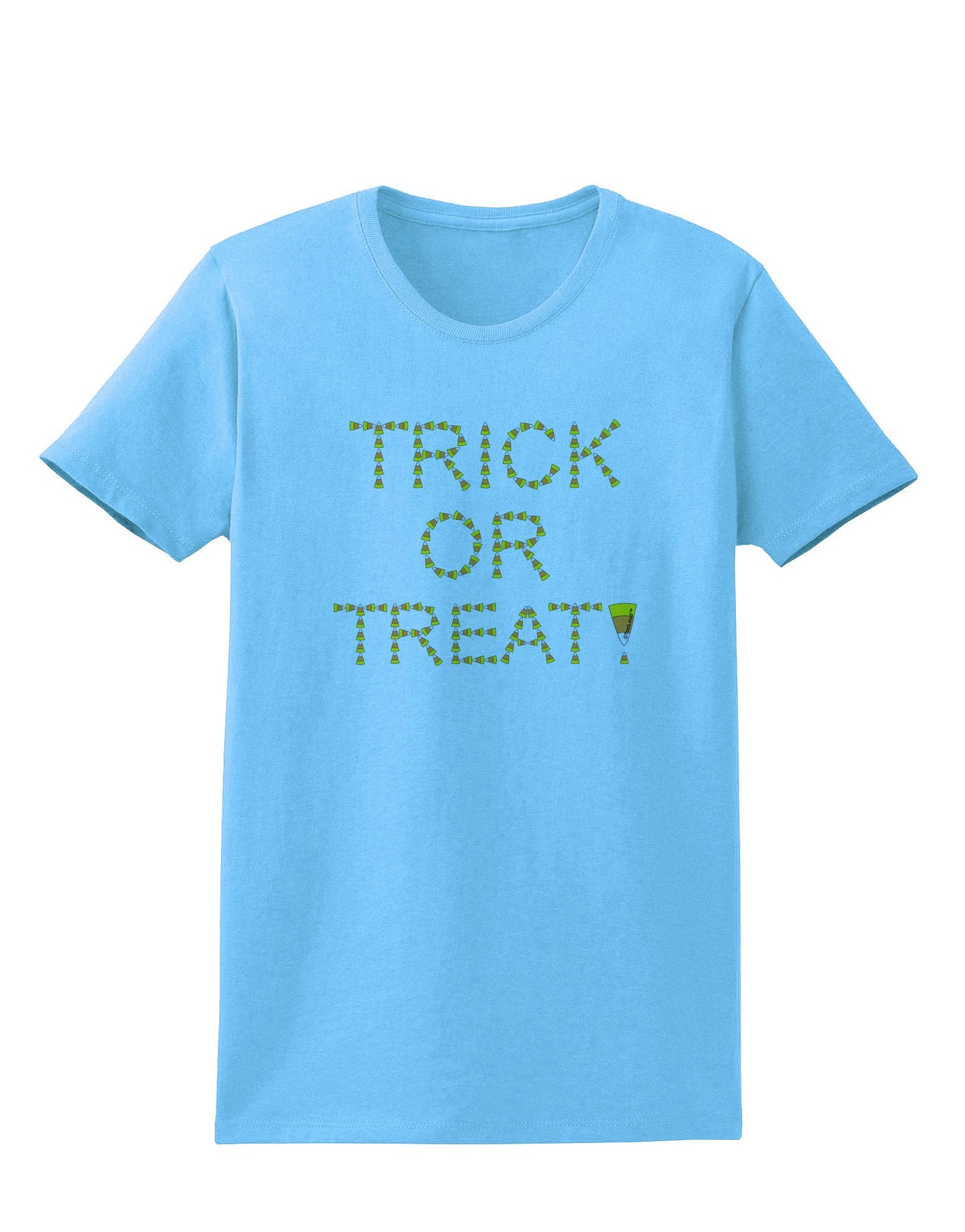 Trick or Treat Candy Corn Halloween Womens T-Shirt-Womens T-Shirt-TooLoud-Aquatic-Blue-X-Small-Davson Sales