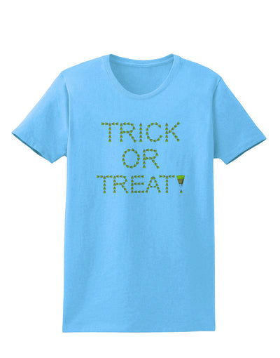 Trick or Treat Candy Corn Halloween Womens T-Shirt-Womens T-Shirt-TooLoud-Aquatic-Blue-X-Small-Davson Sales