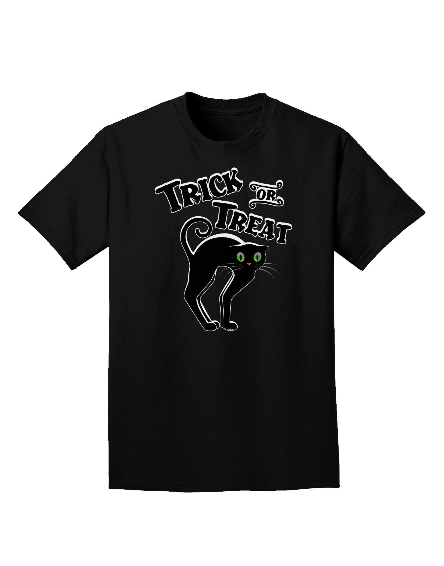 Trick or Treat Cute Black Cat Halloween Adult Dark T-Shirt-Mens T-Shirt-TooLoud-Black-Small-Davson Sales