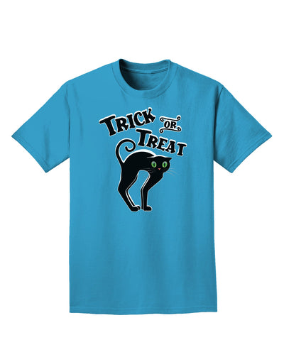 Trick or Treat Cute Black Cat Halloween Adult Dark T-Shirt-Mens T-Shirt-TooLoud-Turquoise-Small-Davson Sales