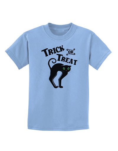 Trick or Treat Cute Black Cat Halloween Childrens T-Shirt-Childrens T-Shirt-TooLoud-Light-Blue-X-Small-Davson Sales