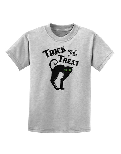 Trick or Treat Cute Black Cat Halloween Childrens T-Shirt-Childrens T-Shirt-TooLoud-AshGray-X-Small-Davson Sales