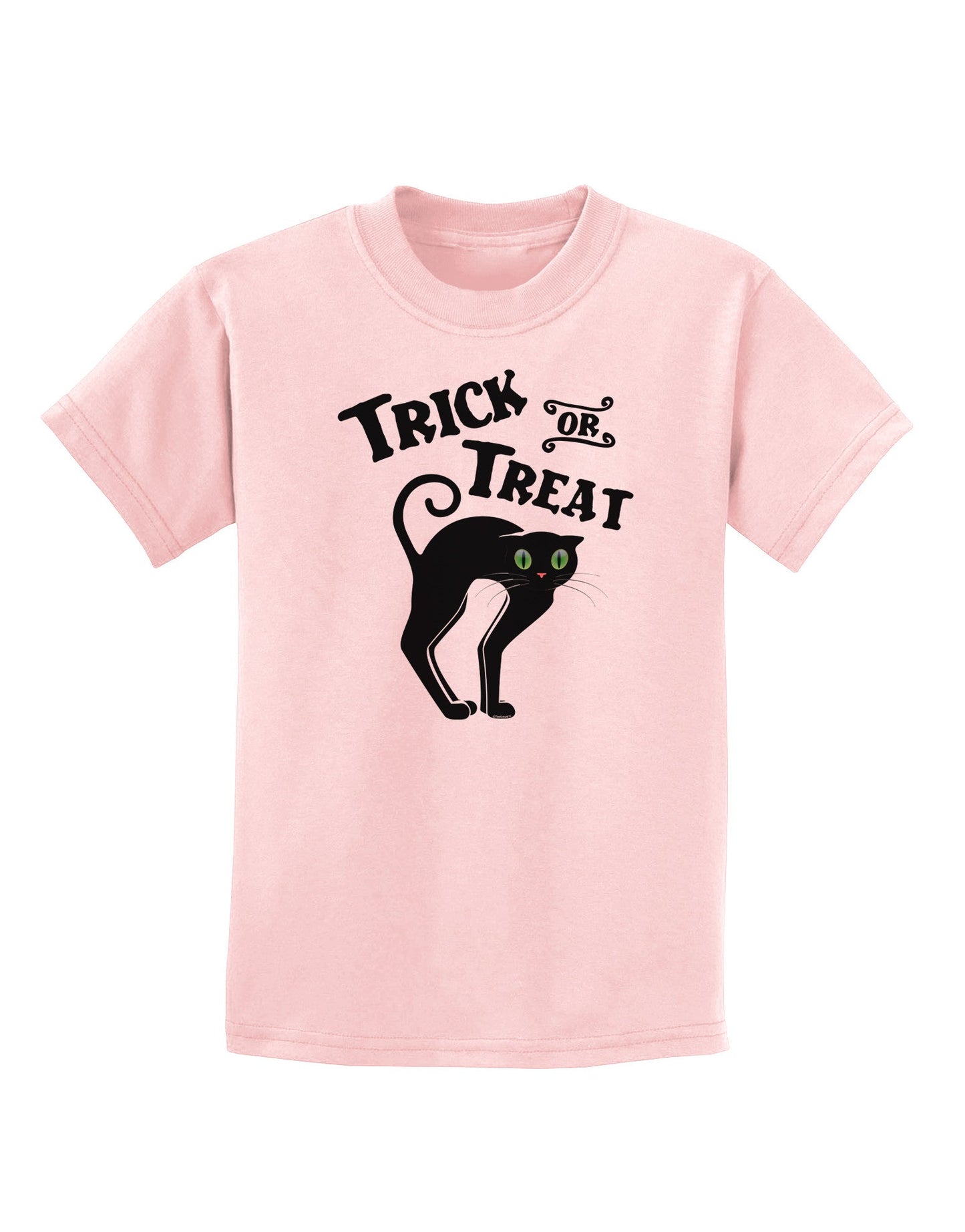 Trick or Treat Cute Black Cat Halloween Childrens T-Shirt-Childrens T-Shirt-TooLoud-PalePink-X-Small-Davson Sales