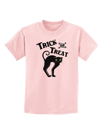 Trick or Treat Cute Black Cat Halloween Childrens T-Shirt-Childrens T-Shirt-TooLoud-PalePink-X-Small-Davson Sales