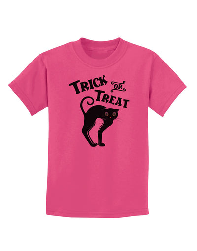 Trick or Treat Cute Black Cat Halloween Childrens T-Shirt-Childrens T-Shirt-TooLoud-Sangria-X-Small-Davson Sales