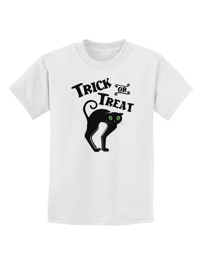 Trick or Treat Cute Black Cat Halloween Childrens T-Shirt-Childrens T-Shirt-TooLoud-White-X-Small-Davson Sales