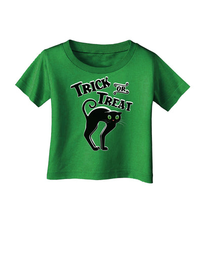 Trick or Treat Cute Black Cat Halloween Infant T-Shirt Dark-Infant T-Shirt-TooLoud-Clover-Green-06-Months-Davson Sales