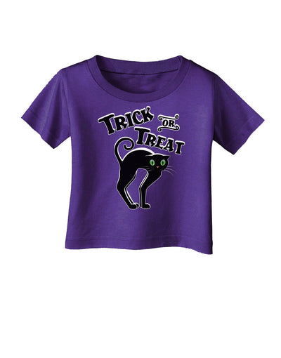Trick or Treat Cute Black Cat Halloween Infant T-Shirt Dark-Infant T-Shirt-TooLoud-Purple-06-Months-Davson Sales