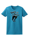 Trick or Treat Cute Black Cat Halloween Womens Dark T-Shirt-TooLoud-Turquoise-X-Small-Davson Sales