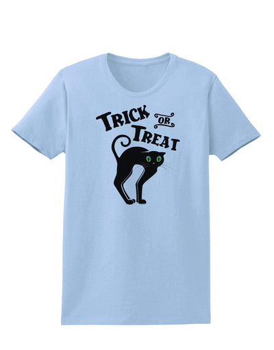 Trick or Treat Cute Black Cat Halloween Womens T-Shirt-Womens T-Shirt-TooLoud-Light-Blue-X-Small-Davson Sales