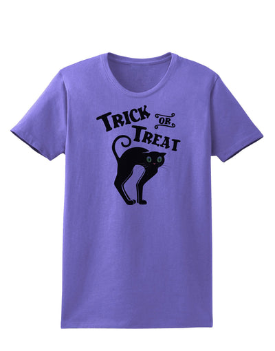 Trick or Treat Cute Black Cat Halloween Womens T-Shirt-Womens T-Shirt-TooLoud-Violet-X-Small-Davson Sales