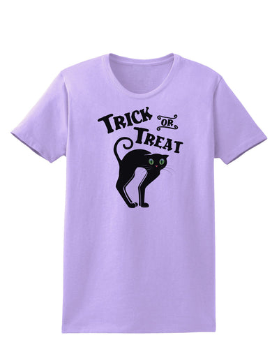 Trick or Treat Cute Black Cat Halloween Womens T-Shirt-Womens T-Shirt-TooLoud-Lavender-X-Small-Davson Sales