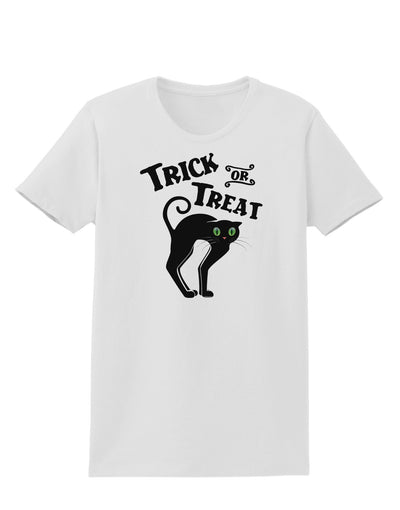 Trick or Treat Cute Black Cat Halloween Womens T-Shirt-Womens T-Shirt-TooLoud-White-X-Small-Davson Sales