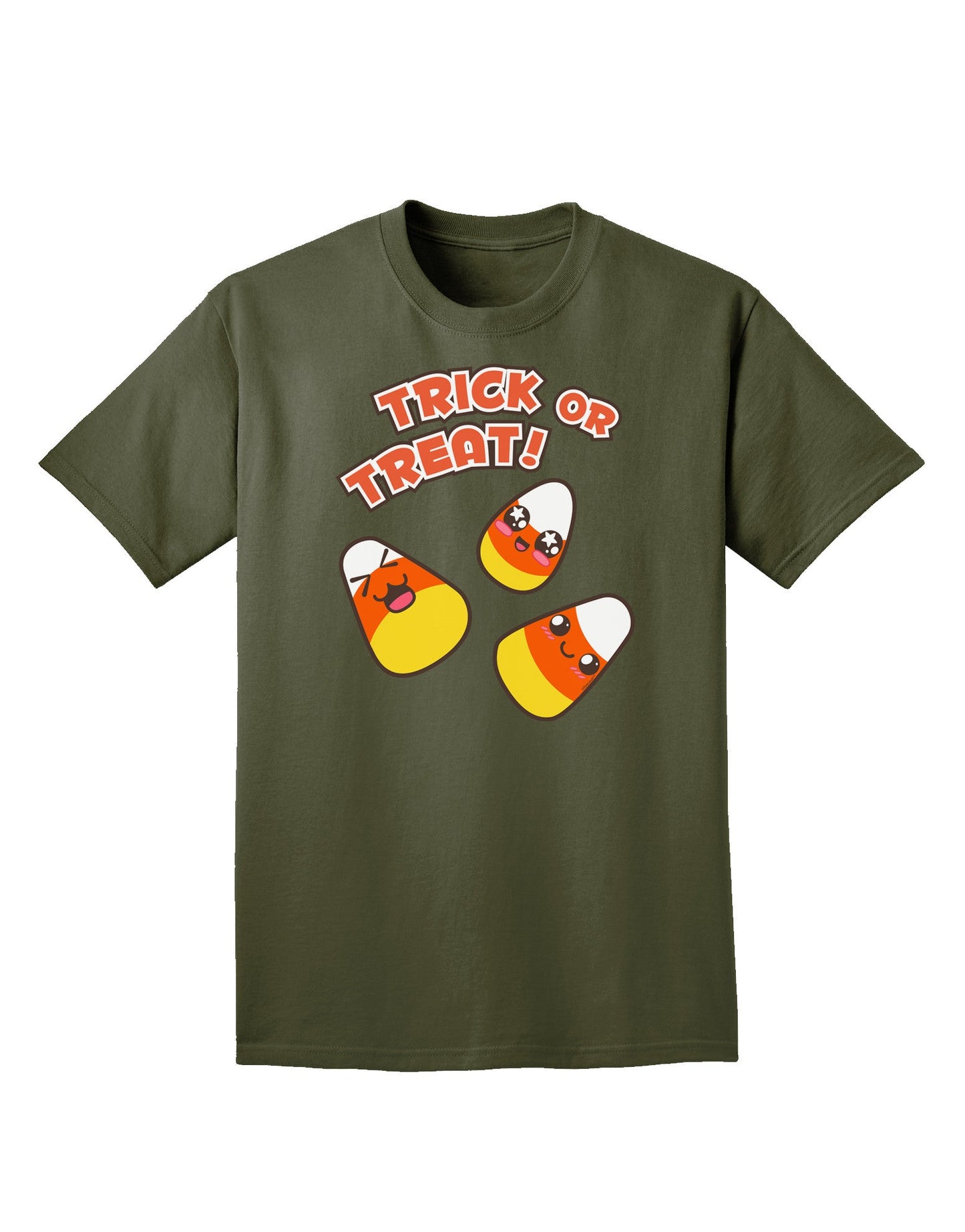 Trick or Treat Cute Candy Corn Halloween Adult Dark T-Shirt-Mens T-Shirt-TooLoud-Military-Green-Small-Davson Sales
