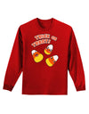 Trick or Treat Cute Candy Corn Halloween Adult Long Sleeve Dark T-Shirt-TooLoud-Red-Small-Davson Sales