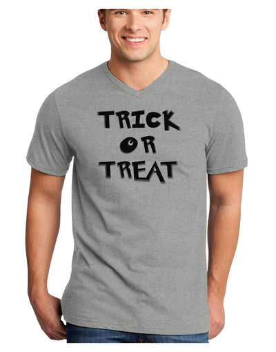 Trick or Treat Halloween Pumpkin Adult V-Neck T-shirt-Mens V-Neck T-Shirt-TooLoud-HeatherGray-Small-Davson Sales