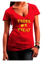 Trick or Treat Halloween Pumpkin Juniors V-Neck Dark T-Shirt-Womens V-Neck T-Shirts-TooLoud-Red-Small-Davson Sales