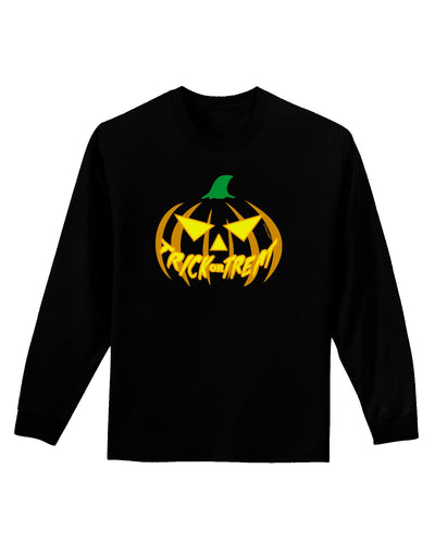 Trick or Treat Jack Yellow Adult Long Sleeve Dark T-Shirt-TooLoud-Black-Small-Davson Sales