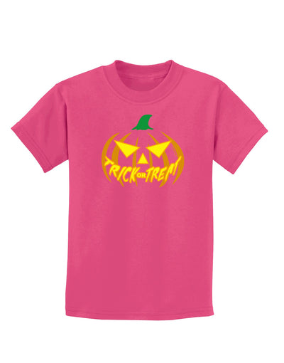 Trick or Treat Jack Yellow Childrens Dark T-Shirt-Childrens T-Shirt-TooLoud-Sangria-X-Small-Davson Sales