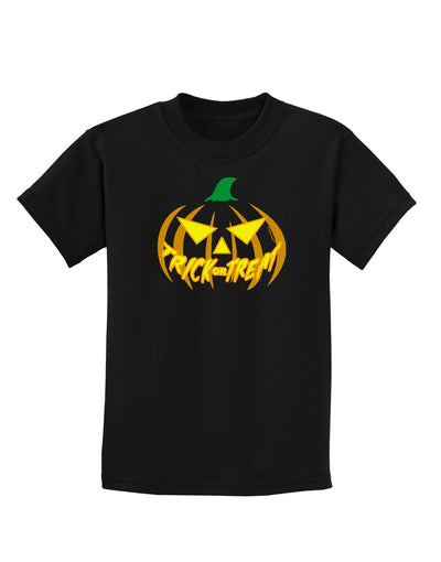 Trick or Treat Jack Yellow Childrens Dark T-Shirt-Childrens T-Shirt-TooLoud-Black-X-Small-Davson Sales