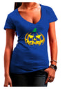 Trick or Treat Jack Yellow Juniors V-Neck Dark T-Shirt-Womens V-Neck T-Shirts-TooLoud-Royal-Blue-Juniors Fitted Small-Davson Sales