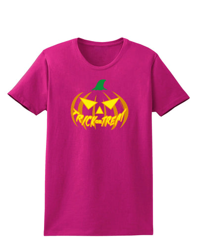 Trick or Treat Jack Yellow Womens Dark T-Shirt-TooLoud-Hot-Pink-Small-Davson Sales